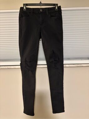 American Eagle NE(X)T Level Stretch Black Distressed Skinny Jeans- 6 Long
